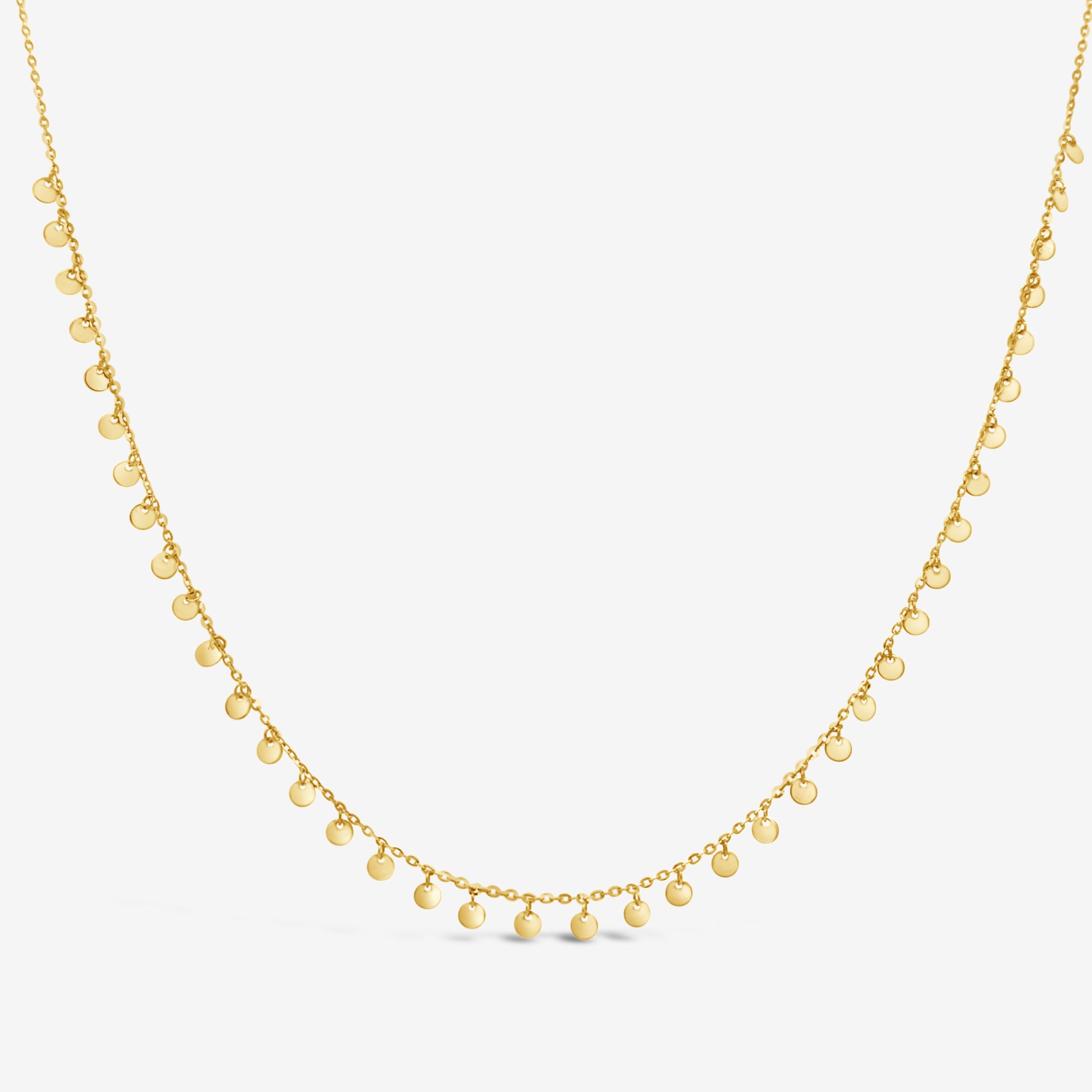 gold dangle disc necklace