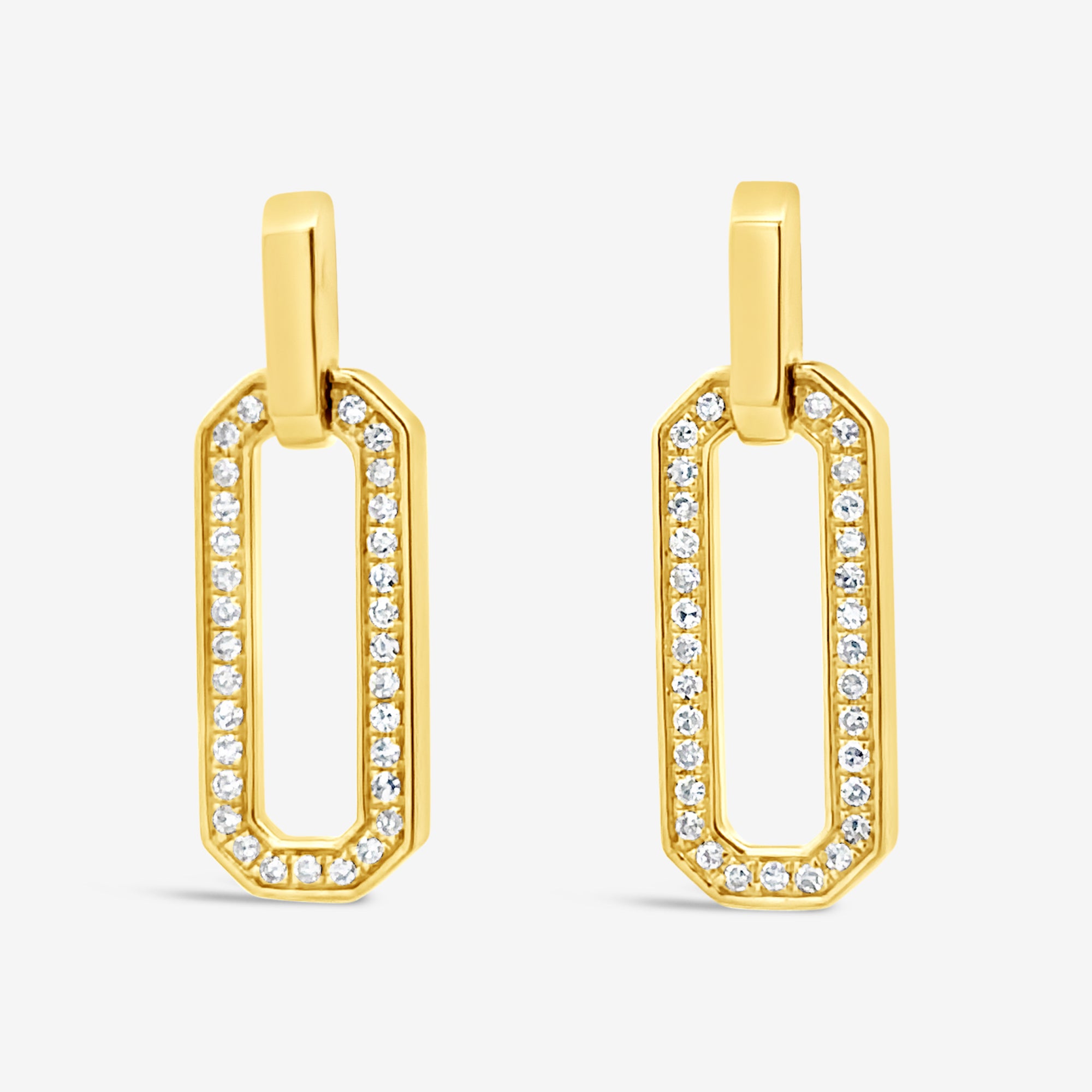 dangle diamond paperclip earrings
