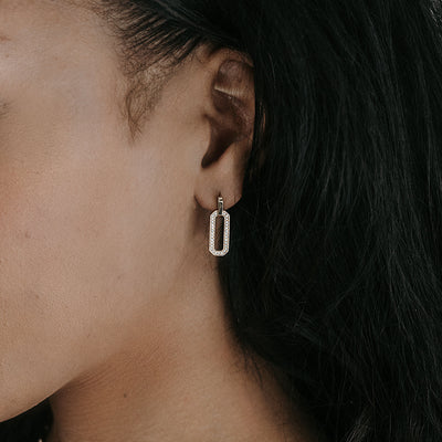 dangle diamond paperclip earrings