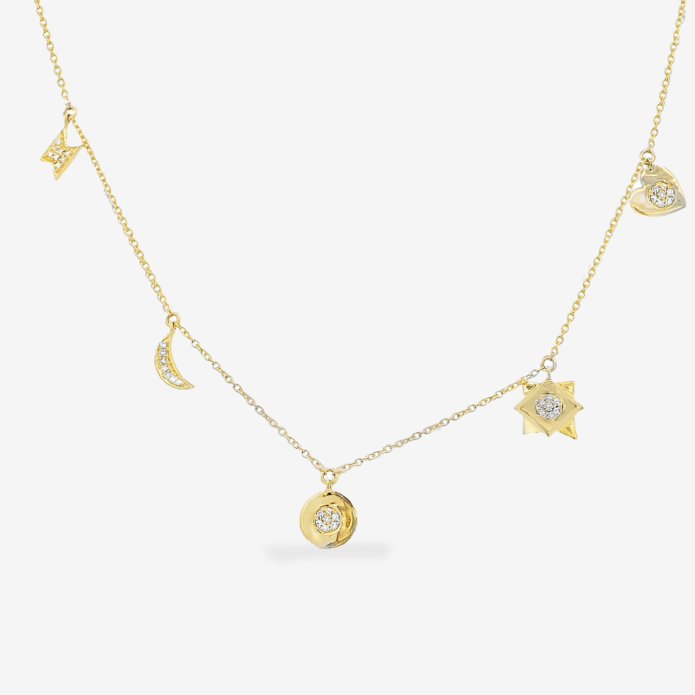 Dangling Diamond Charm Necklace