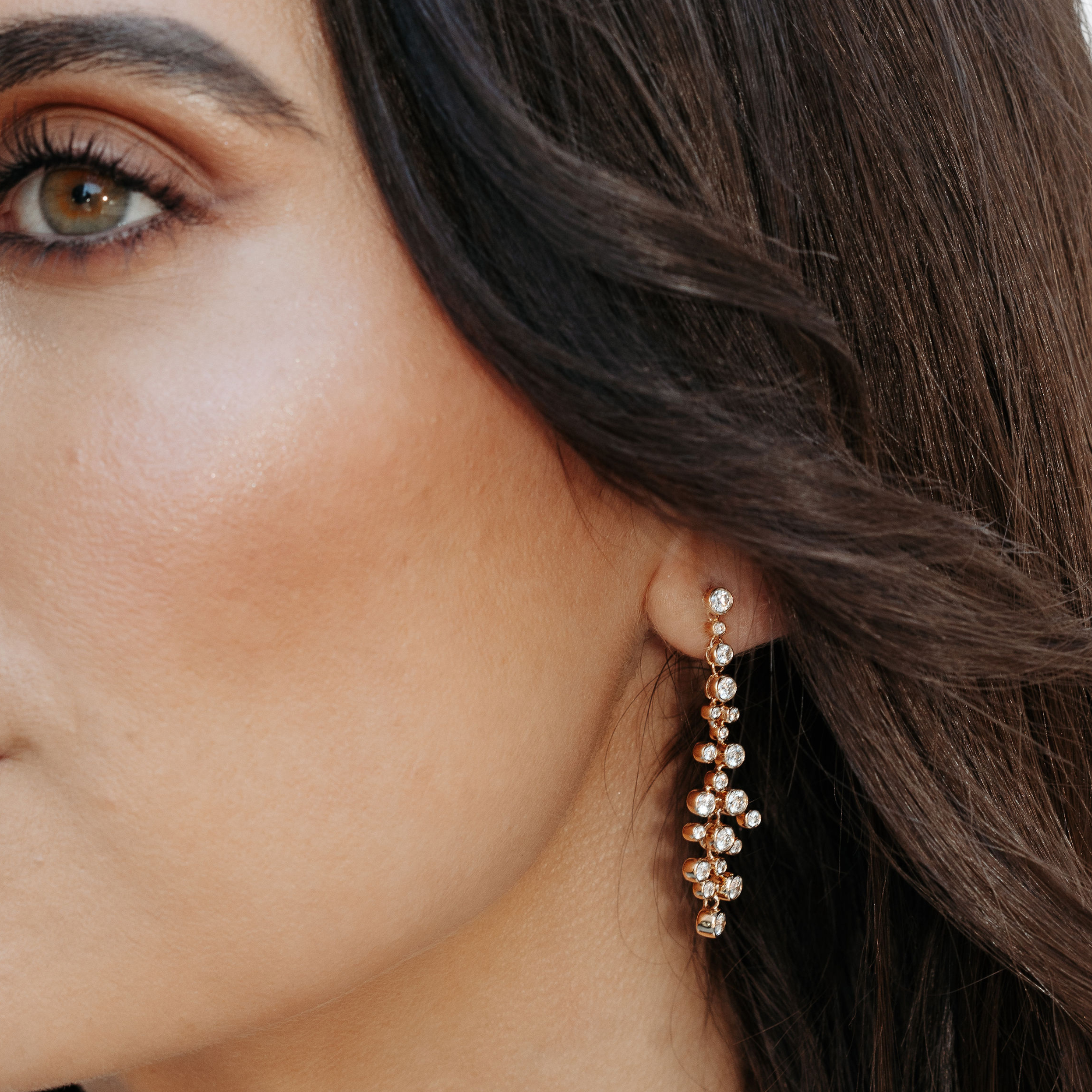 diamond bubble dangle earrings