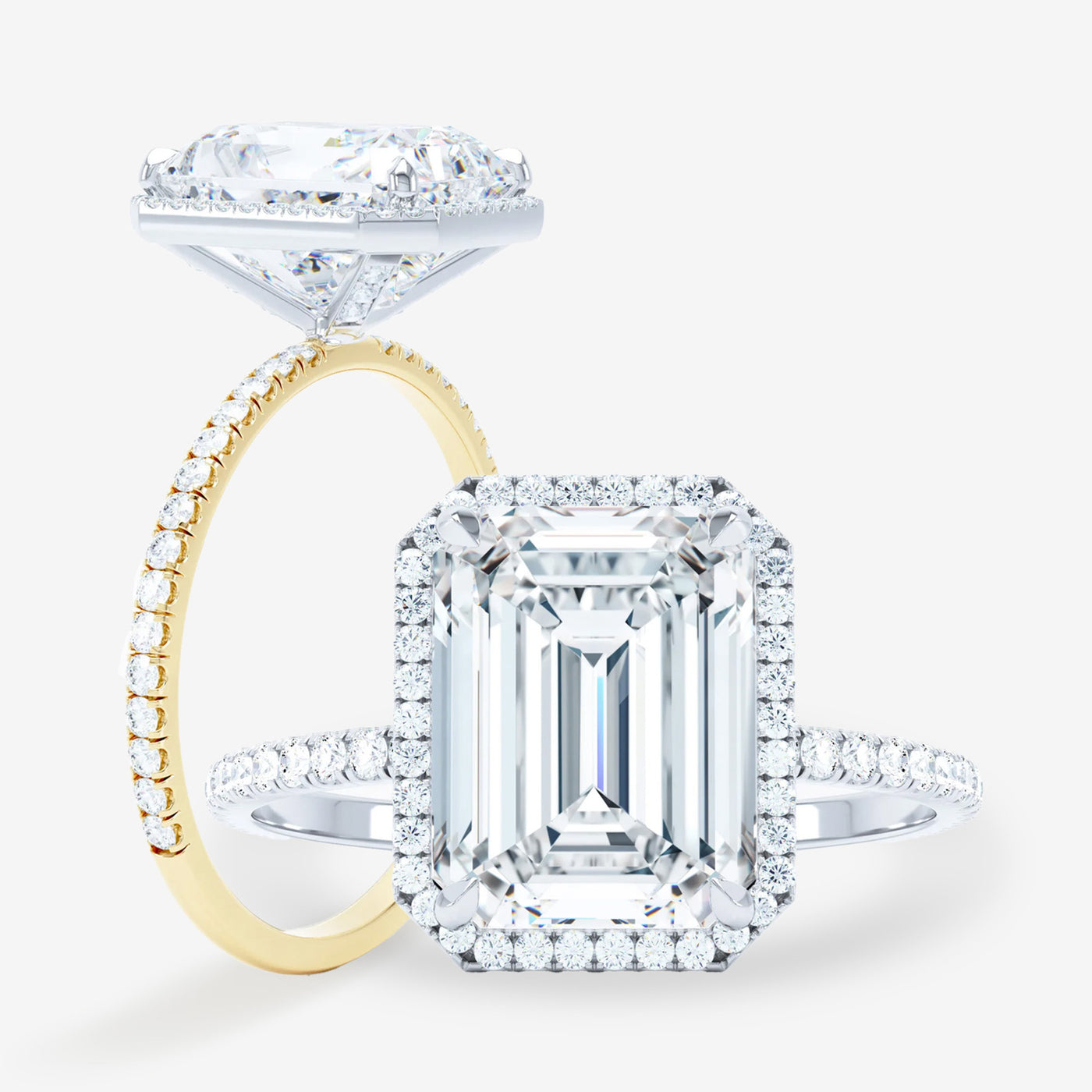 Delicate Halo - Emerald Cut Engagement Ring