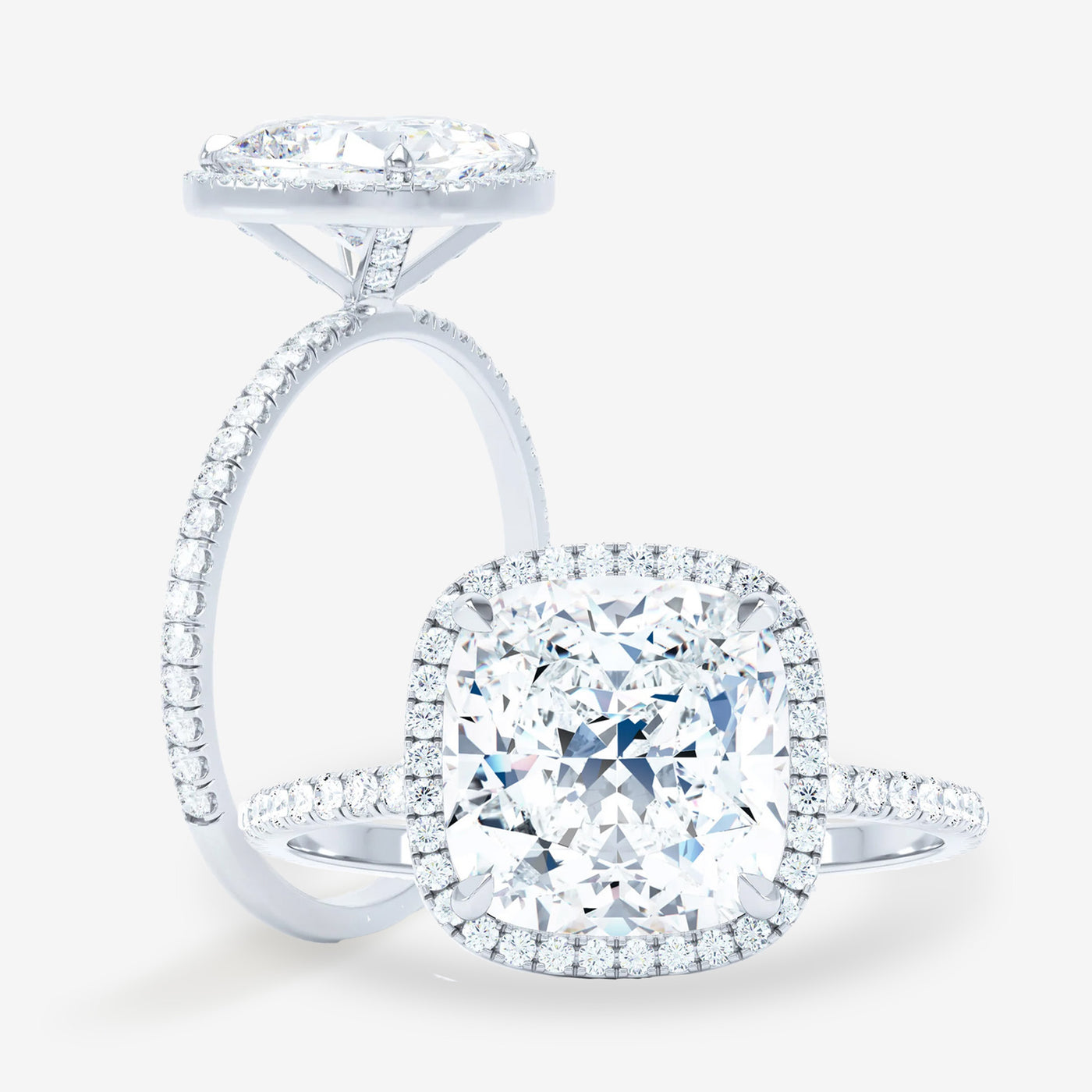 Delicate Halo - Square Cushion Engagement Ring