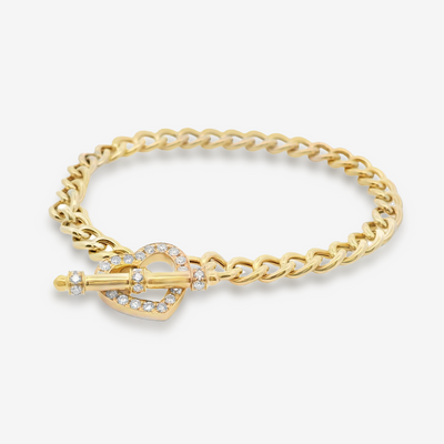 Diamond Open Heart Toggle Bracelet