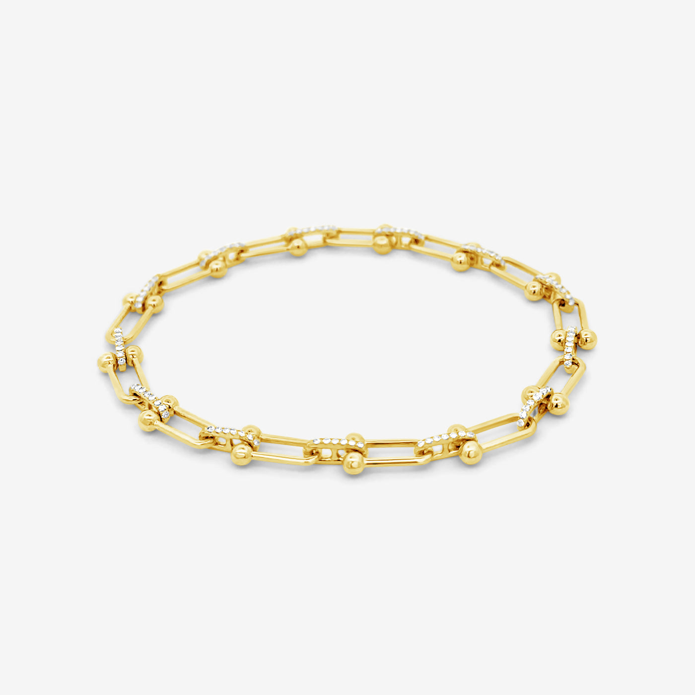 diamond and gold bead link bracelet