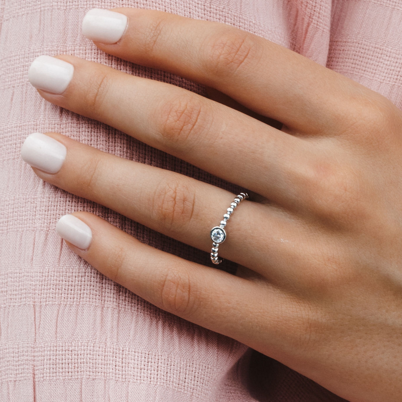 Diamond Bezel Bead Ring