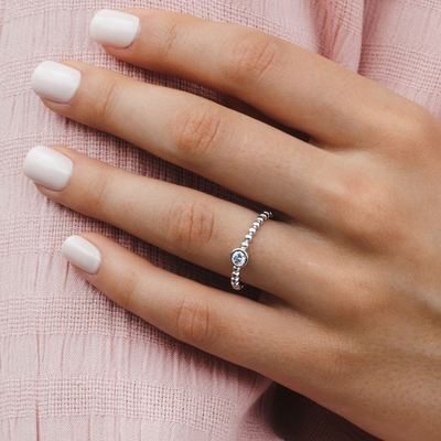 Diamond Bezel Bead Ring