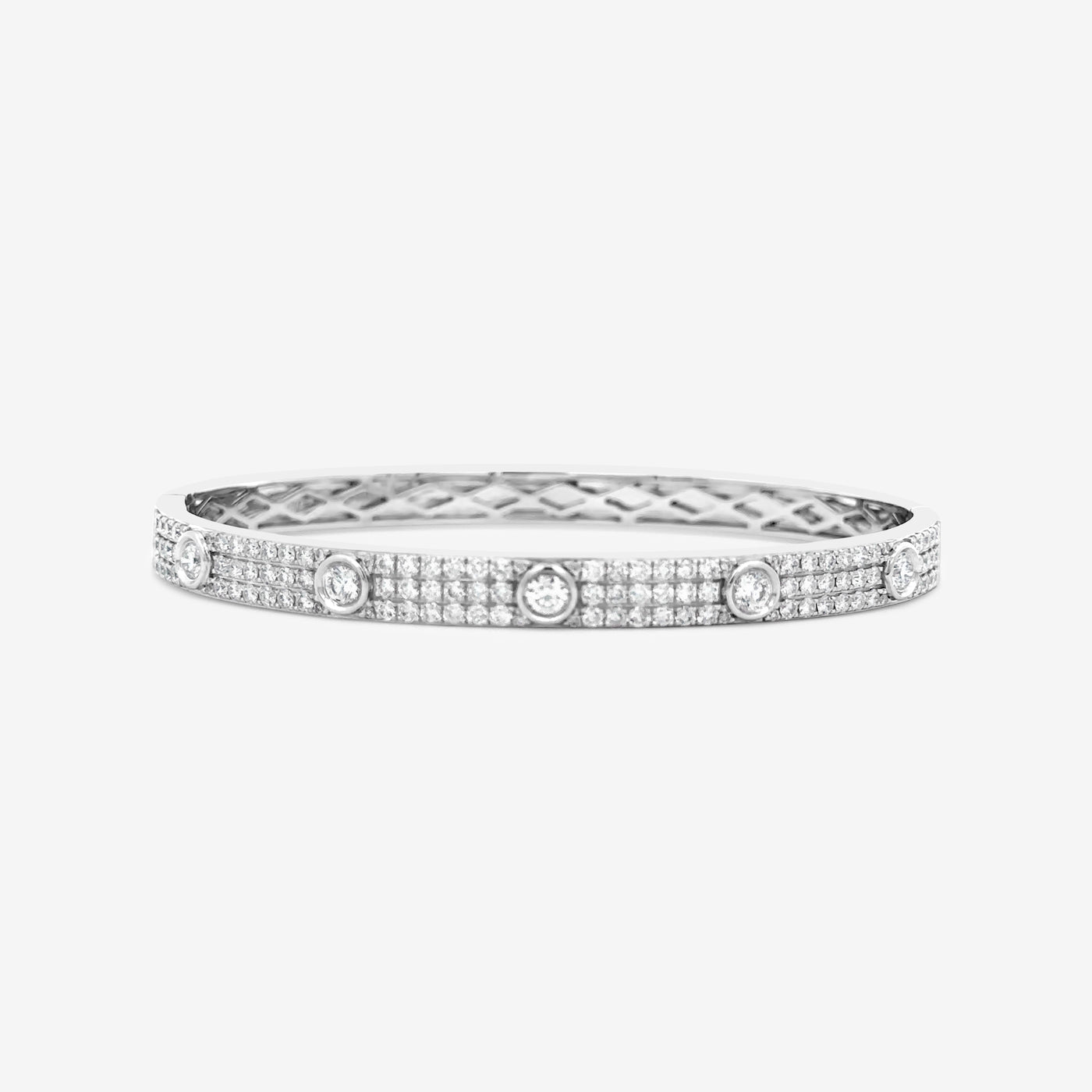 white gold pave diamond bangle bracelet