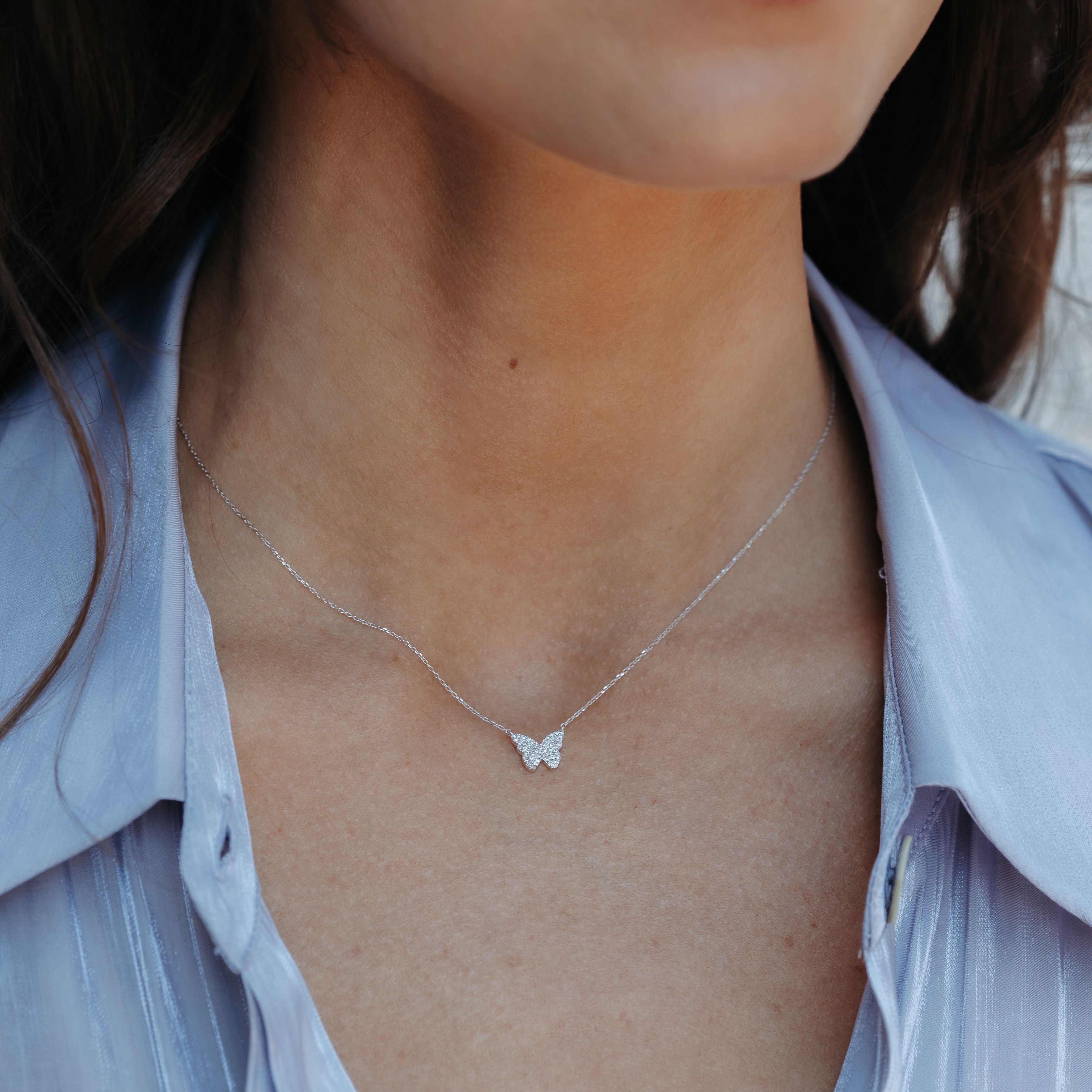 pave diamond butterfly necklace