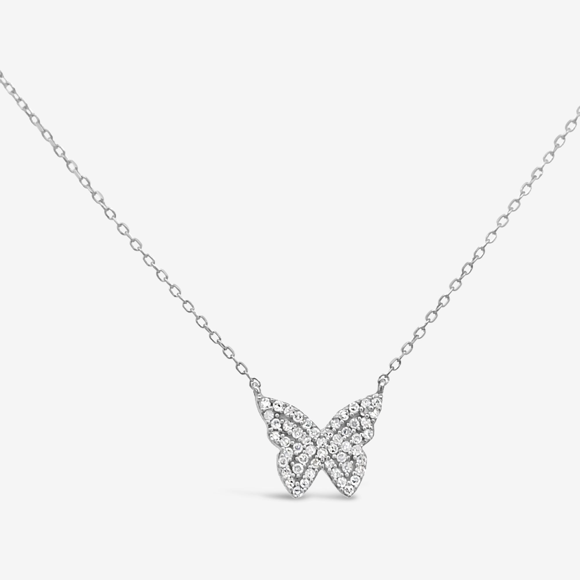 pave diamond butterfly necklace