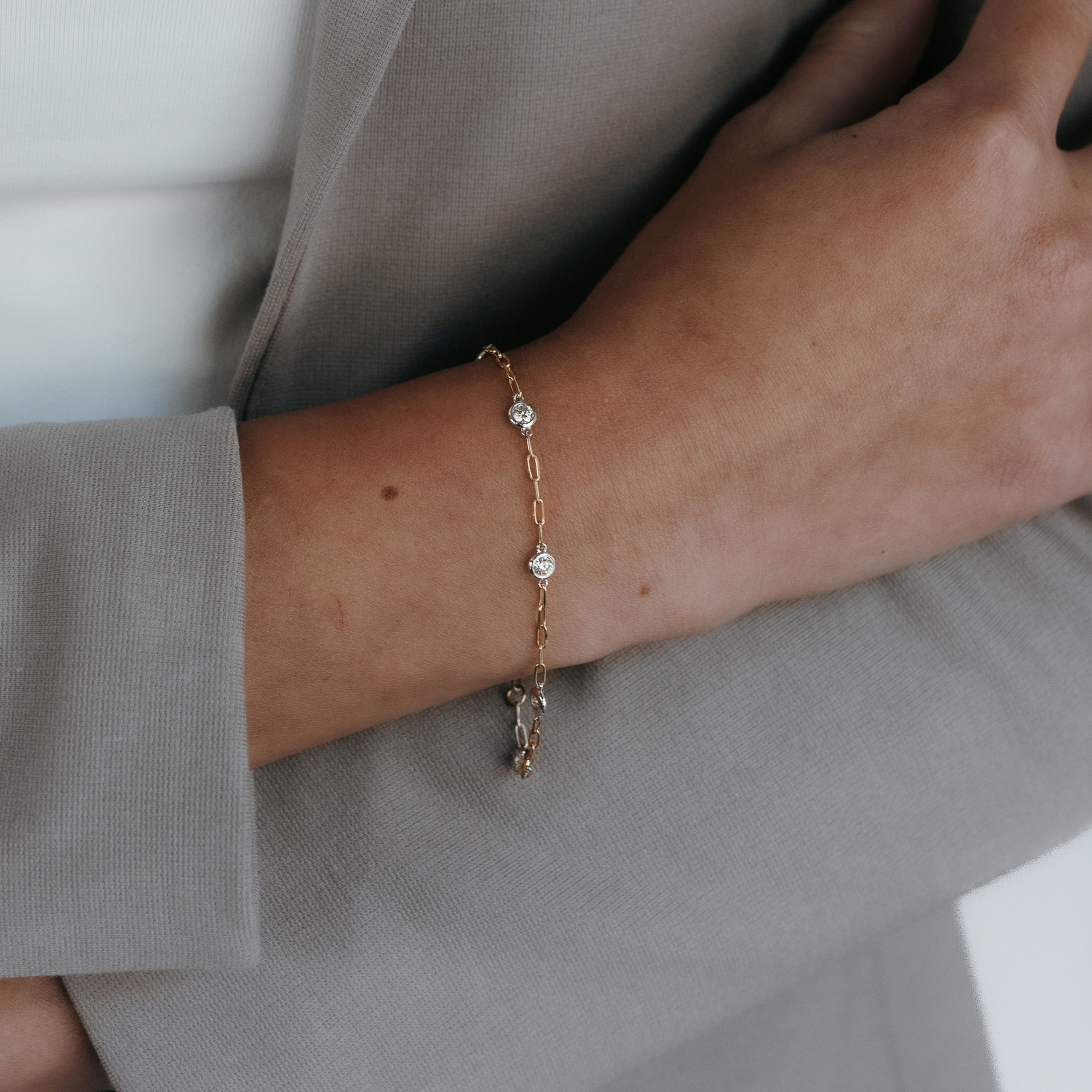 two tone gold diamonds by the yard bracelet