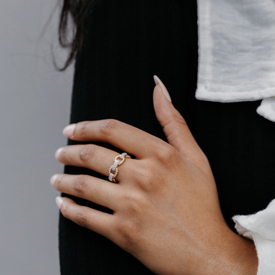 Diamond & Cable Link Ring