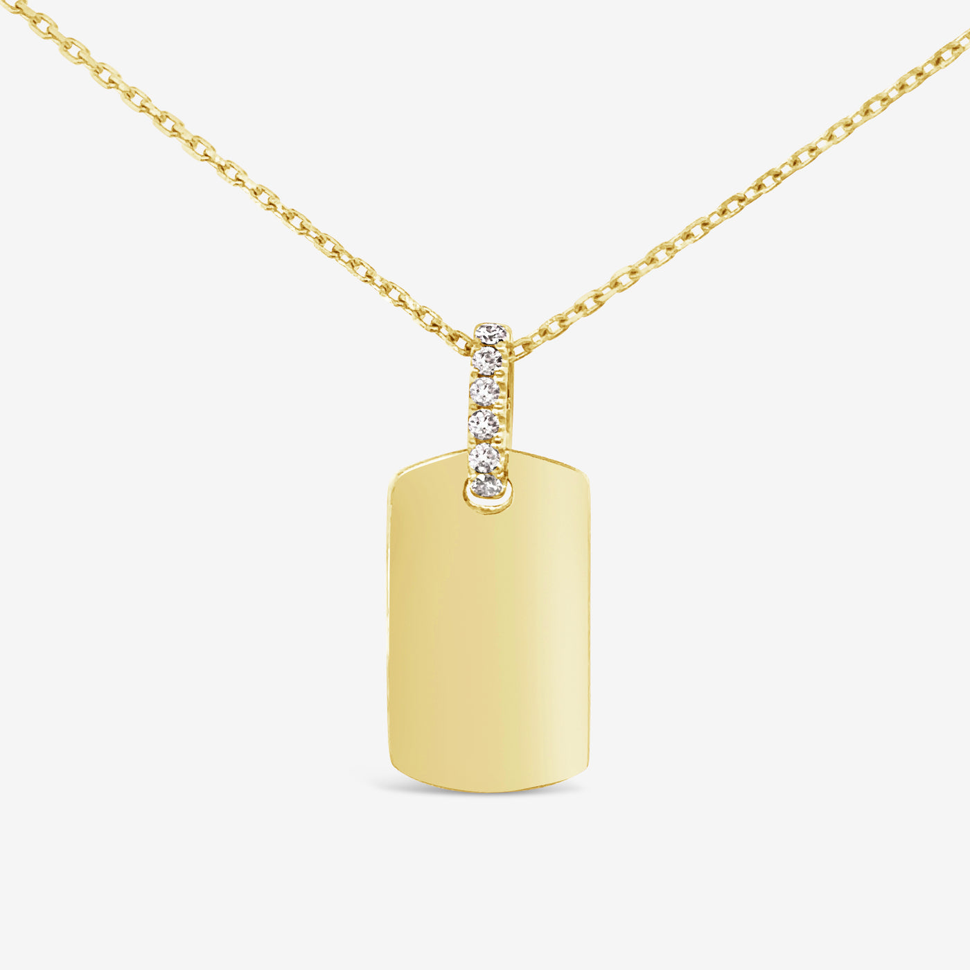 diamond and gold dog tag necklace