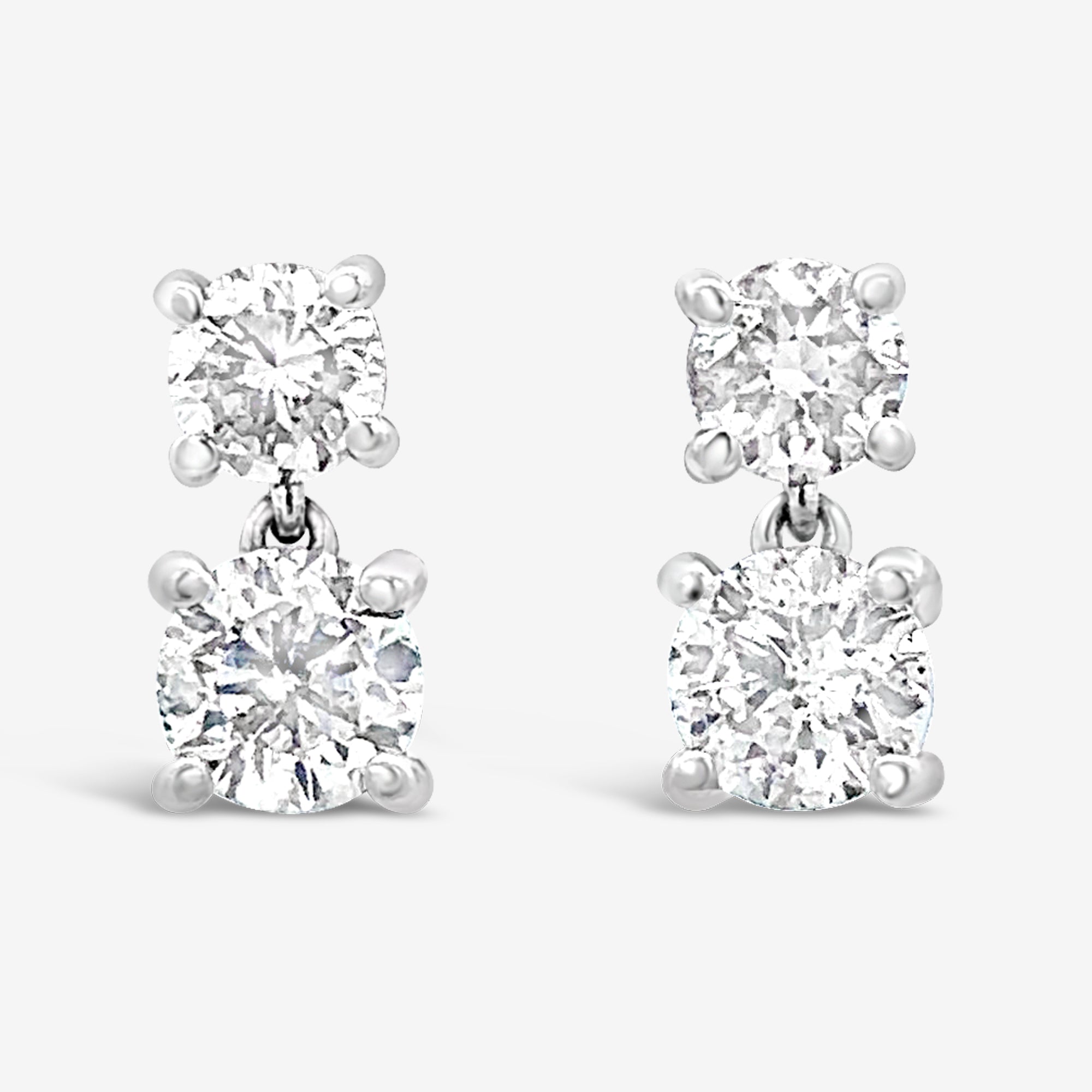 round diamond drop earrings