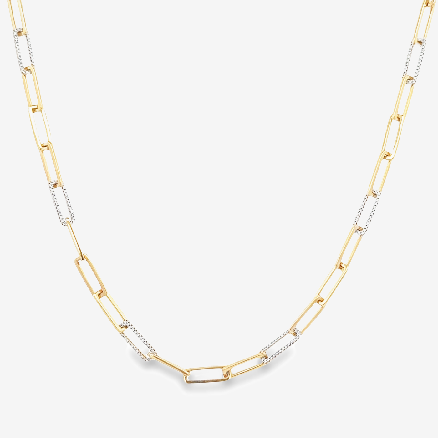 Diamond & Gold Paperclip Links Necklace