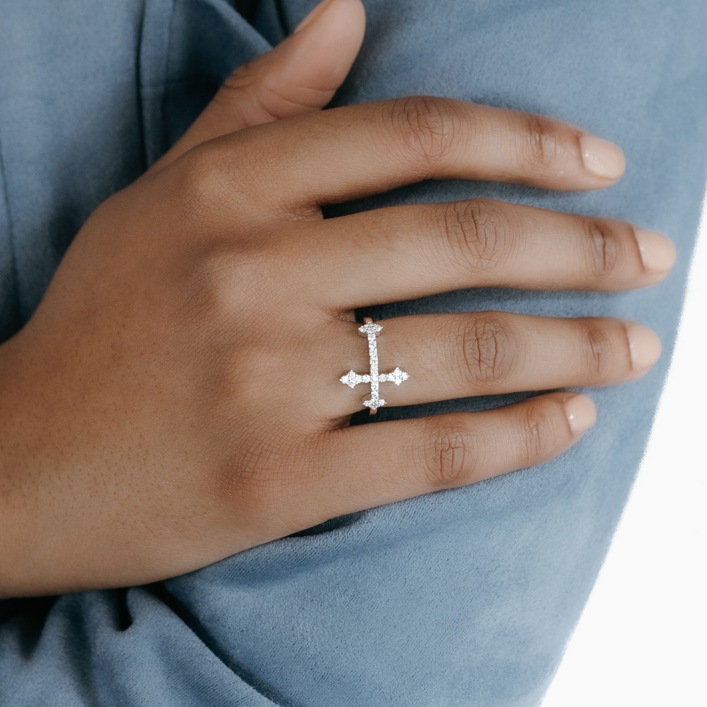 diamond gothic cross ring