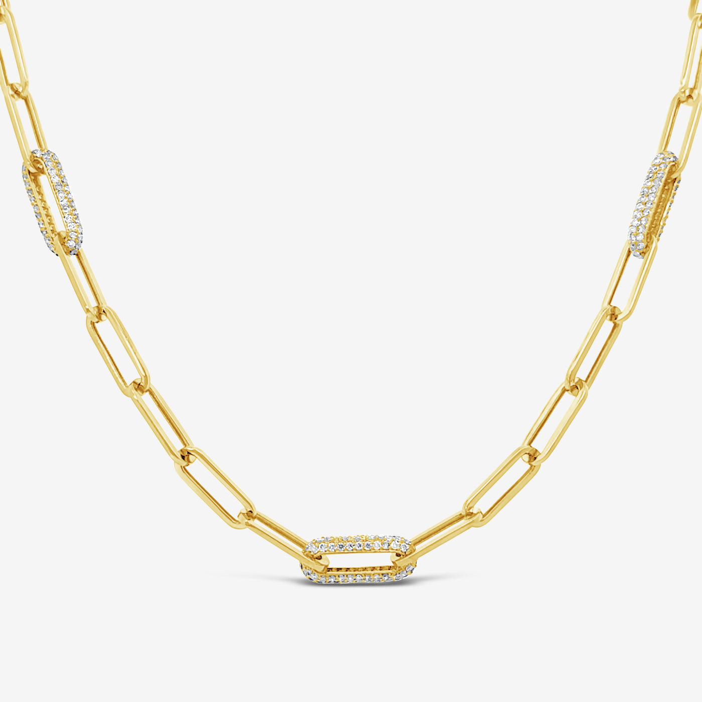 diamond and gold paperclip necklace