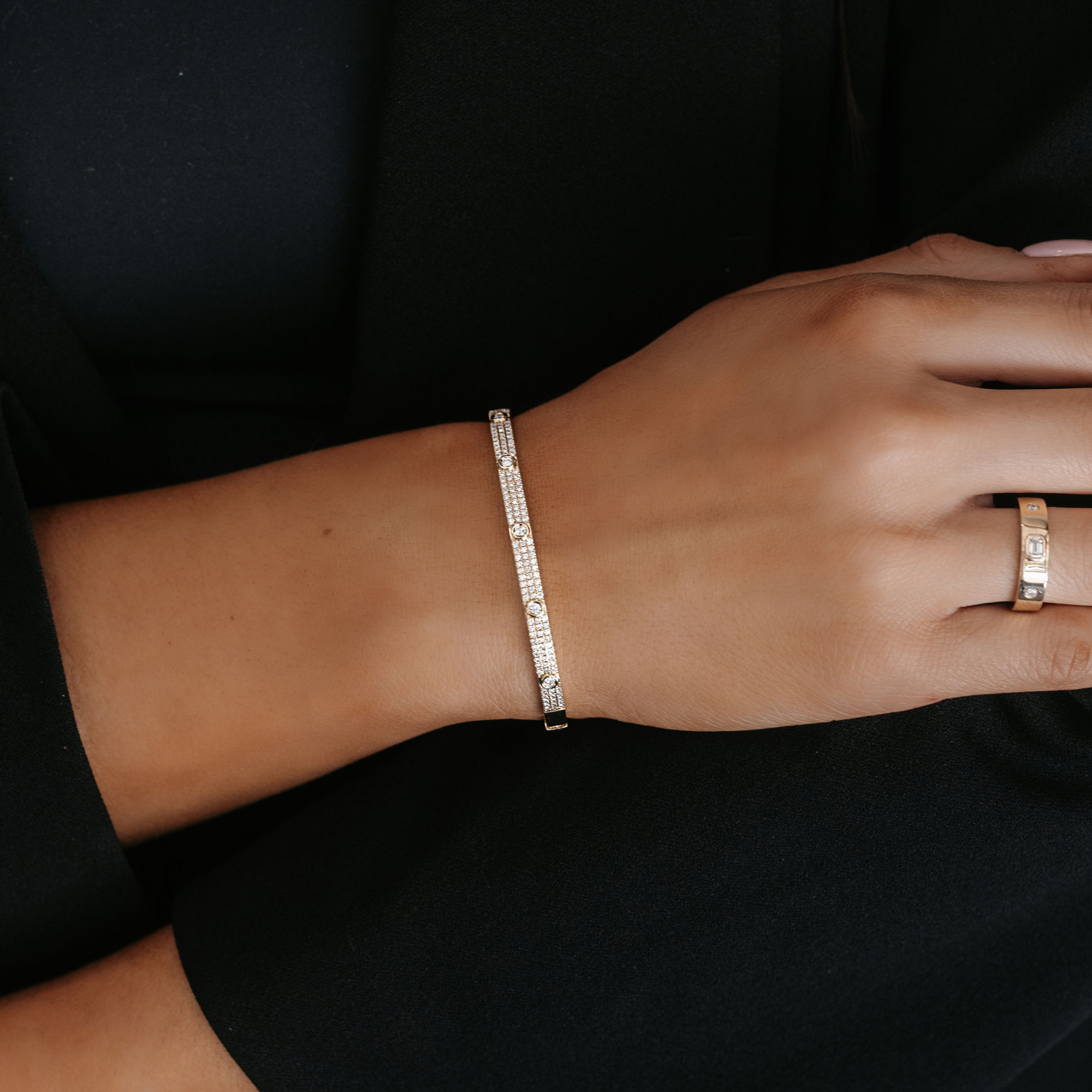pave diamond bangle bracelet