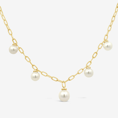 Diamond & Pearl Drops Necklace
