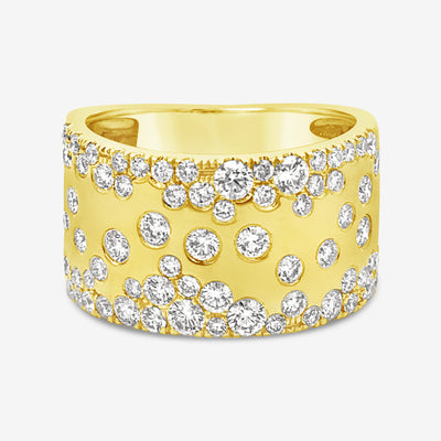 burnished diamond and gold wide band