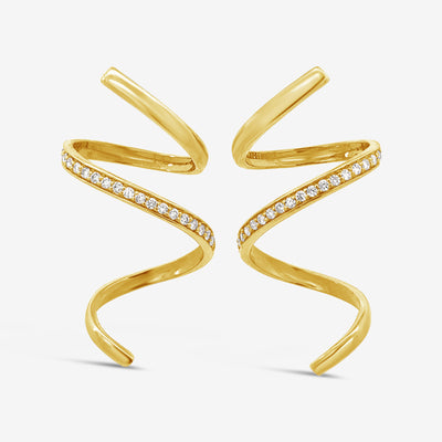gold and diamond spiral earrings
