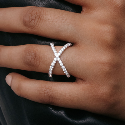 diamond x shaped ring