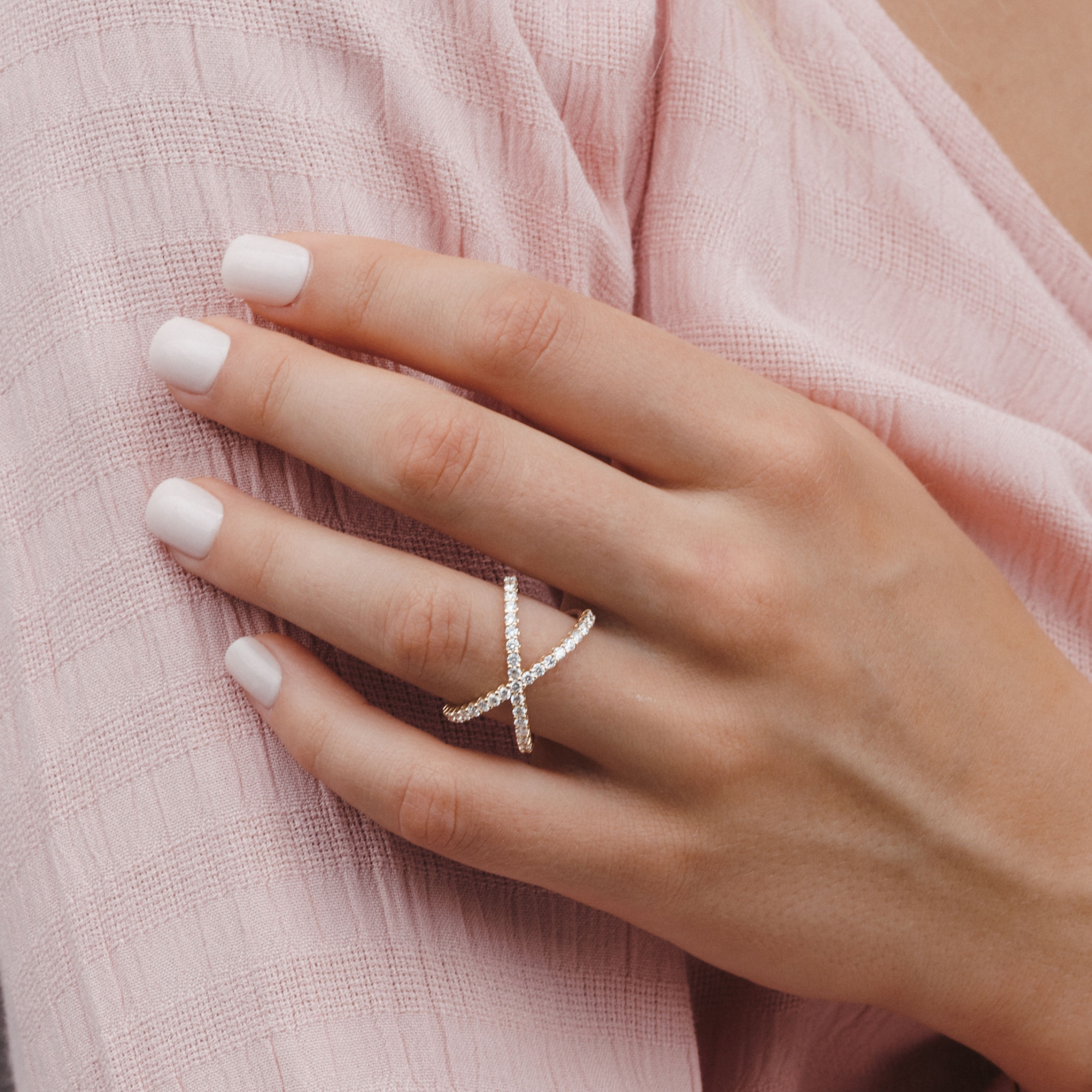 diamond x shaped ring