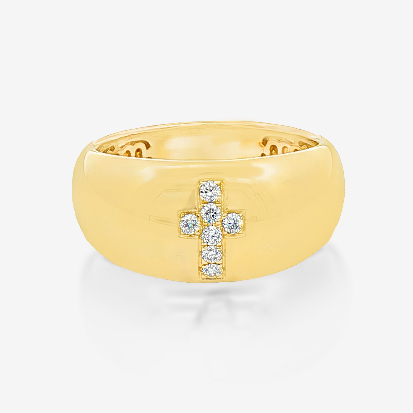 Dome Diamond Cross Ring