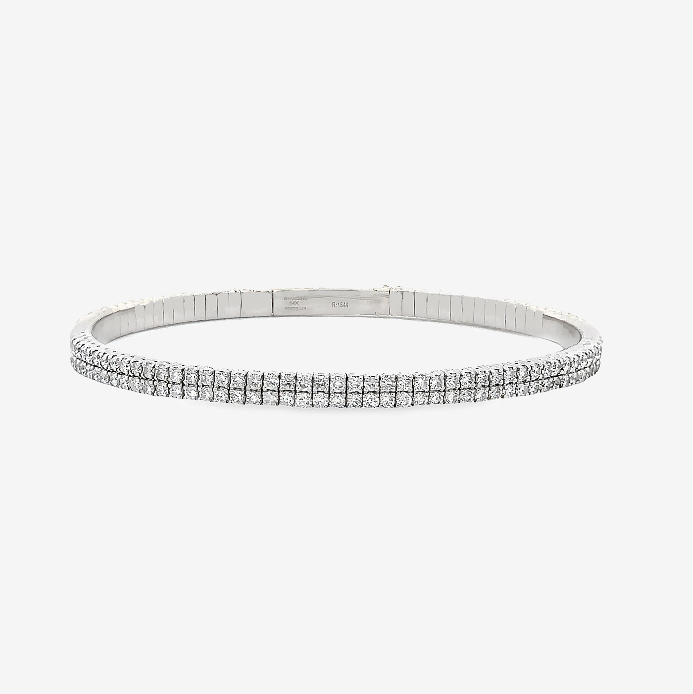 double row diamond flexible bangle bracelet