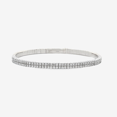 double row diamond flexible bangle bracelet