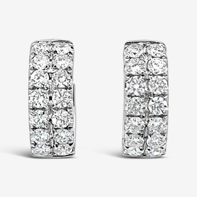 Double Row Diamond Huggie Earrings