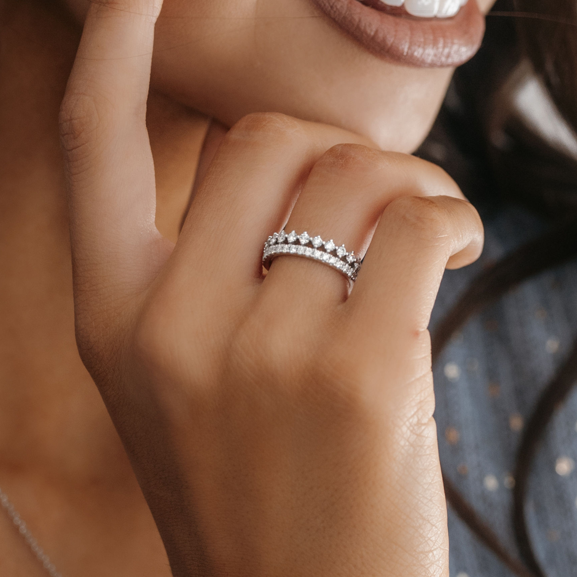 diamond stacked ring