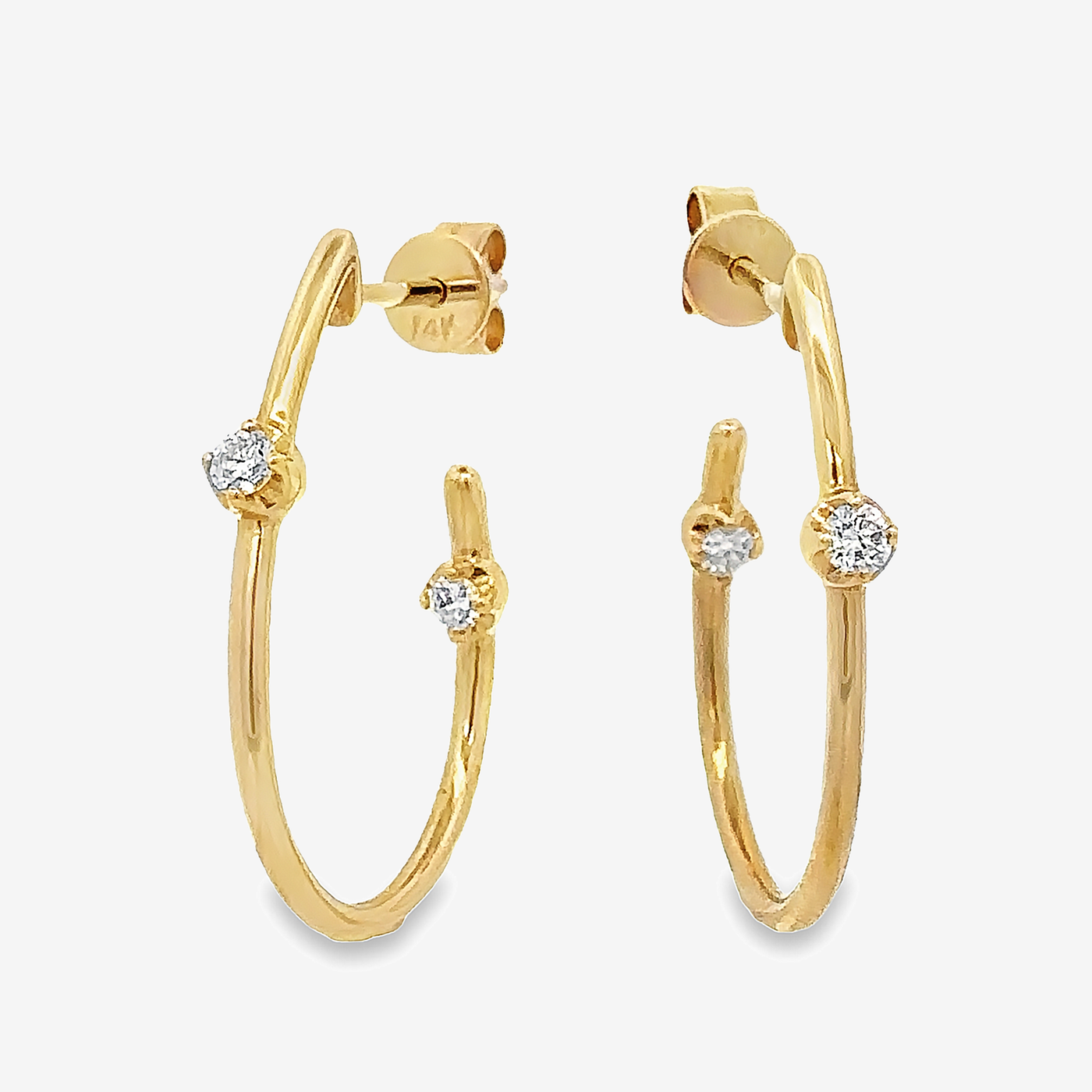 J hoop earrings with round diamonds