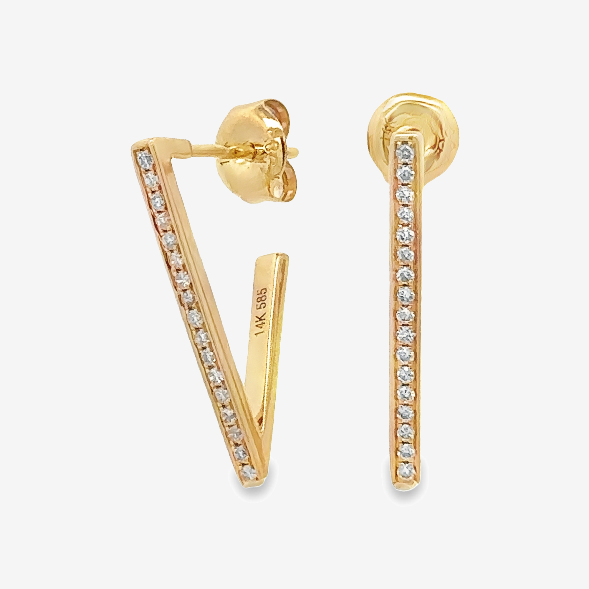 Modern channel set diamond earrings