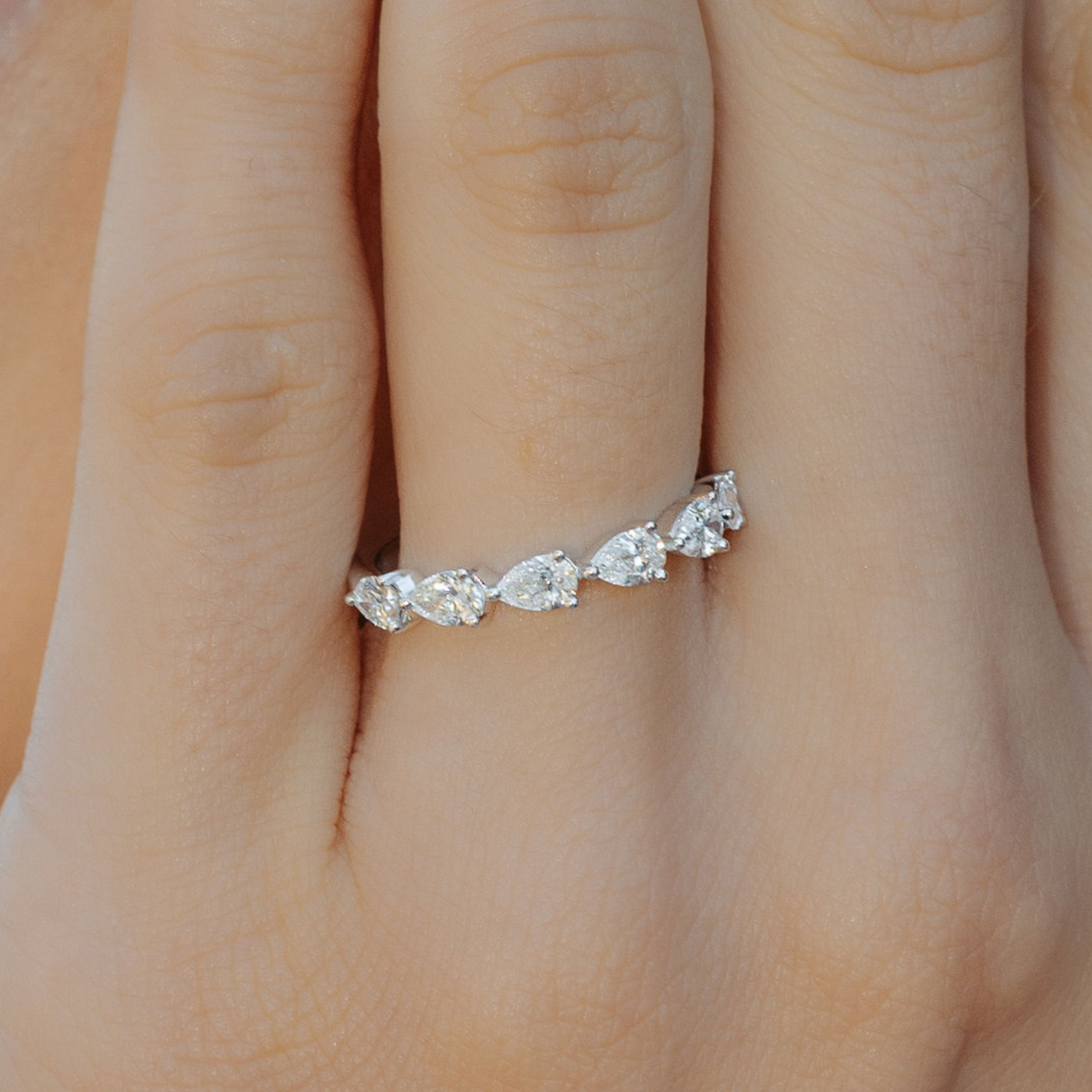 East-West Pear Shaped Diamond Ring