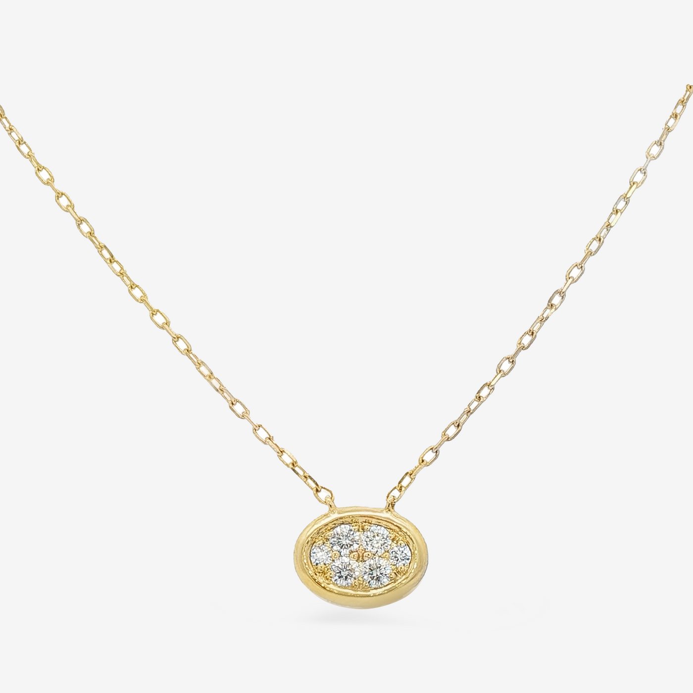 East West Pave' Oval Shaped Necklace