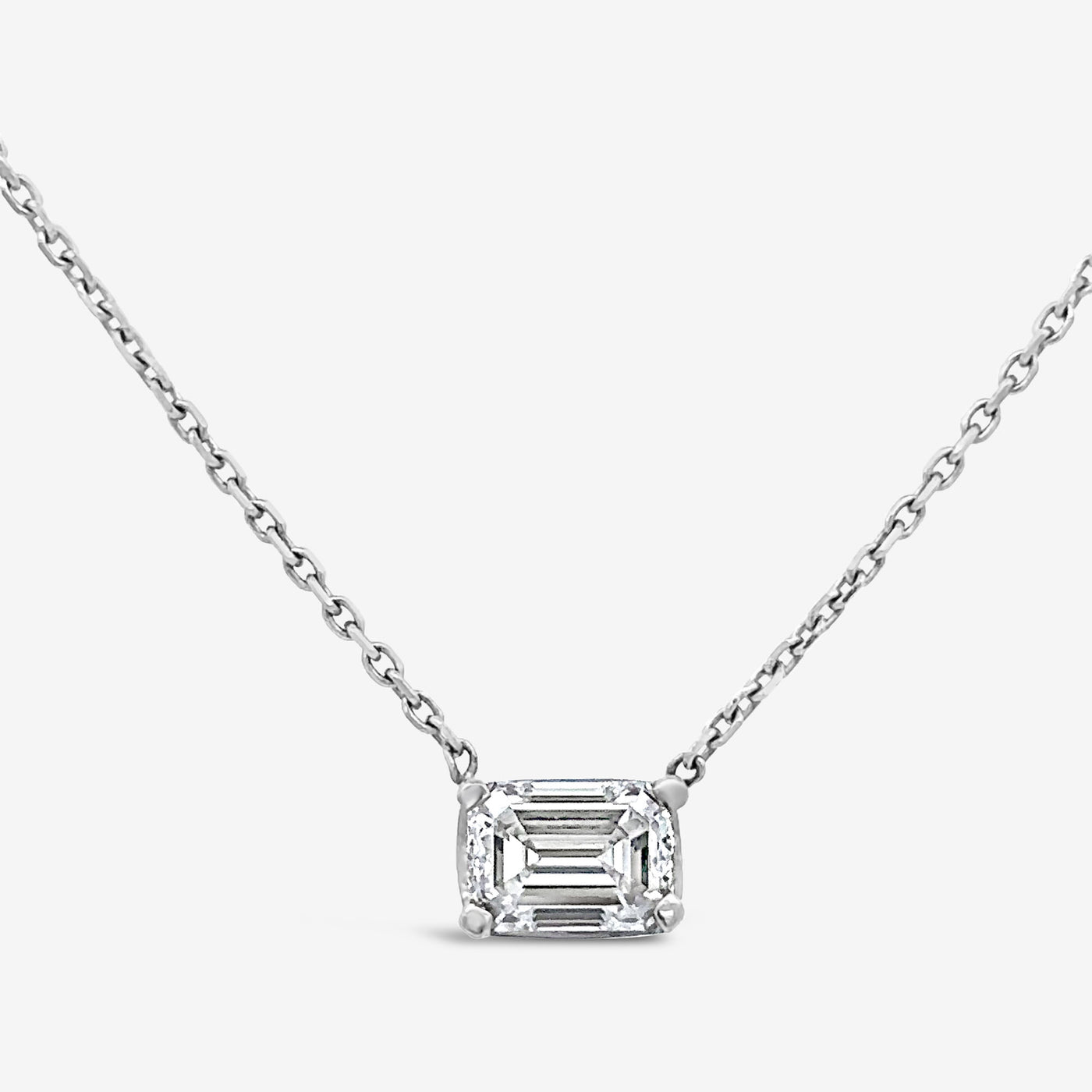 emerald cut diamond solitaire necklace