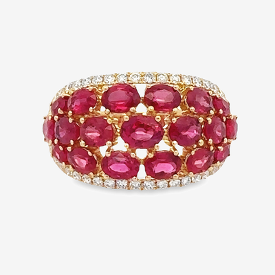 pave ruby and diamond dome ring
