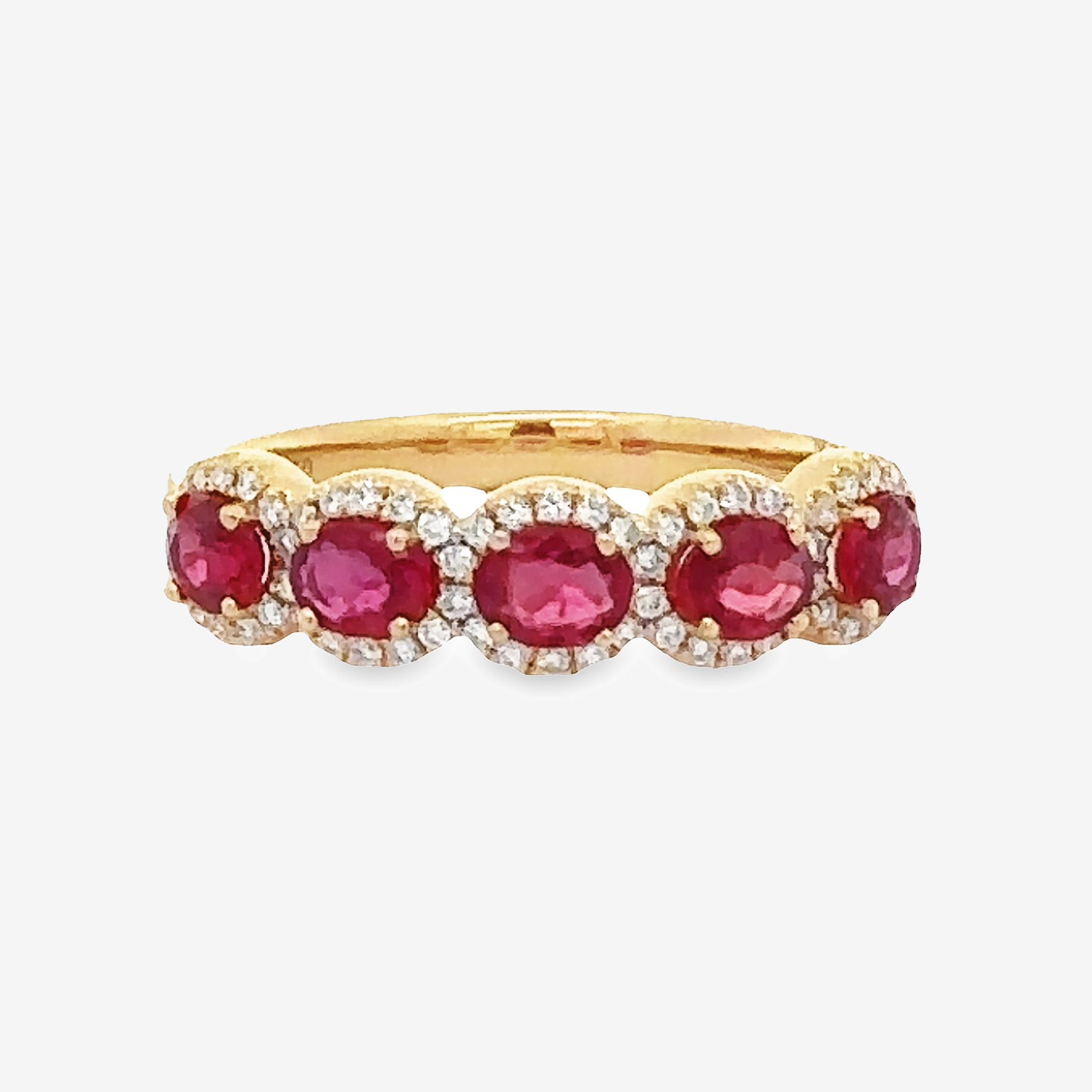 East West Ruby Diamond Halo Ring Mavilo