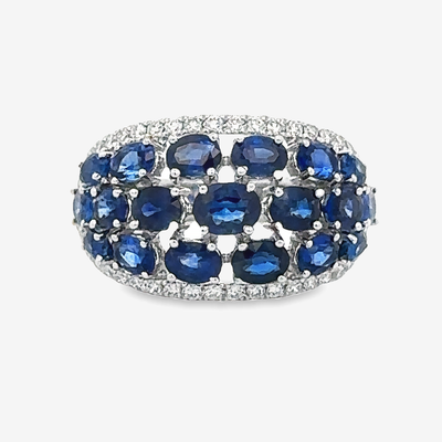 pave sapphire and diamond dome ring