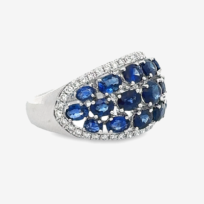 East West Sapphire & Diamond Dome Ring