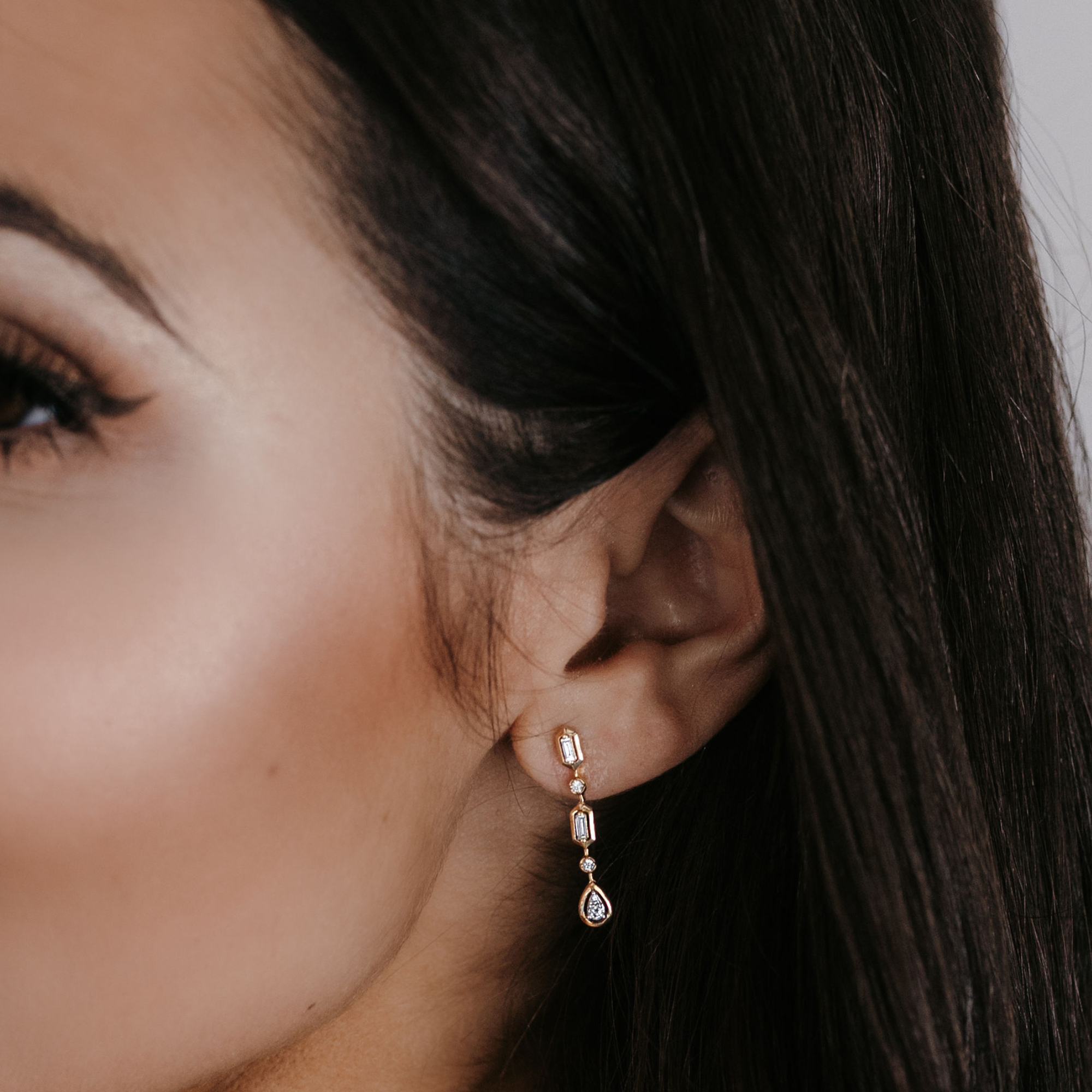 multi shape diamond dangle earrings