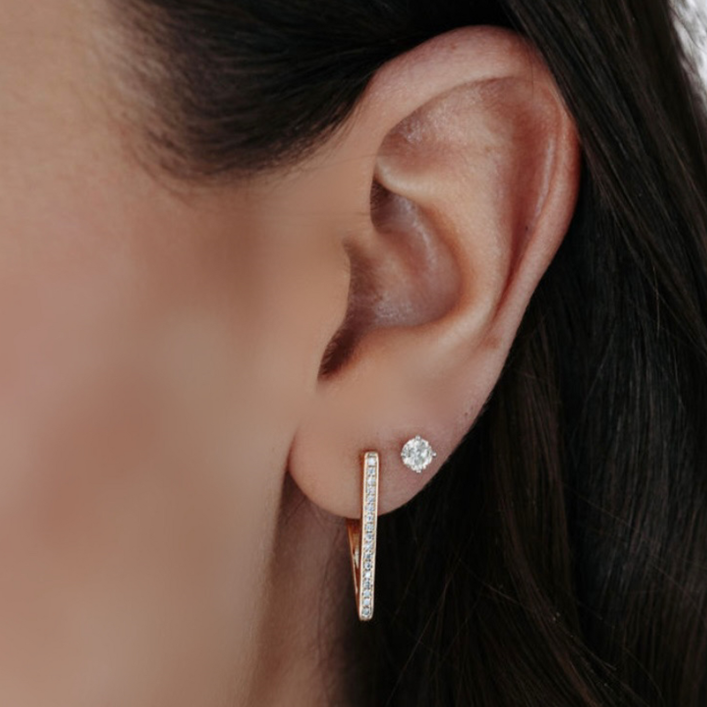 modern shaped diamond earrings