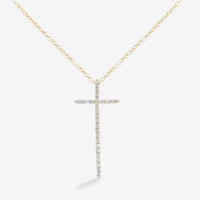 Elongated Diamond Cross Necklace