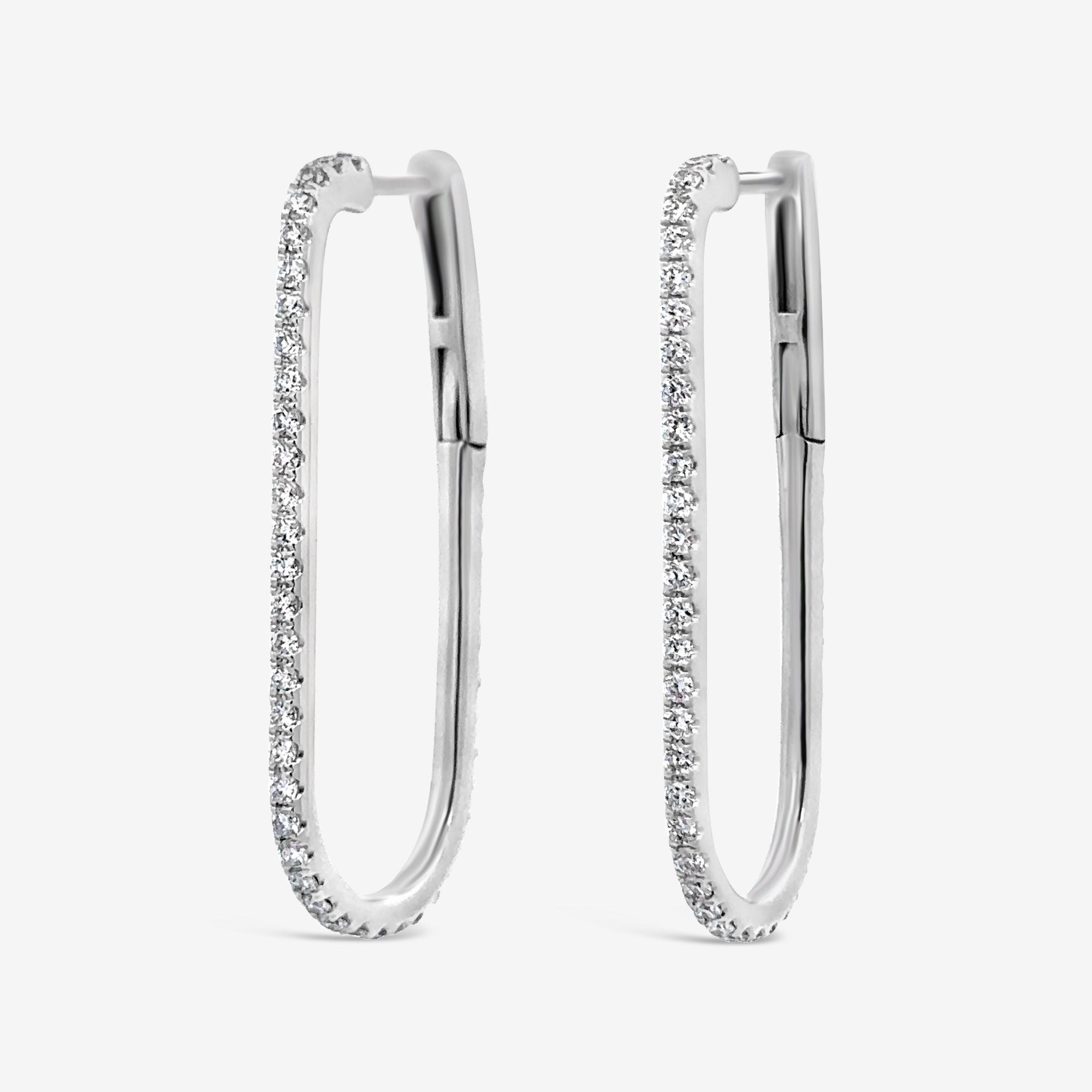 long diamond u hoop earrings
