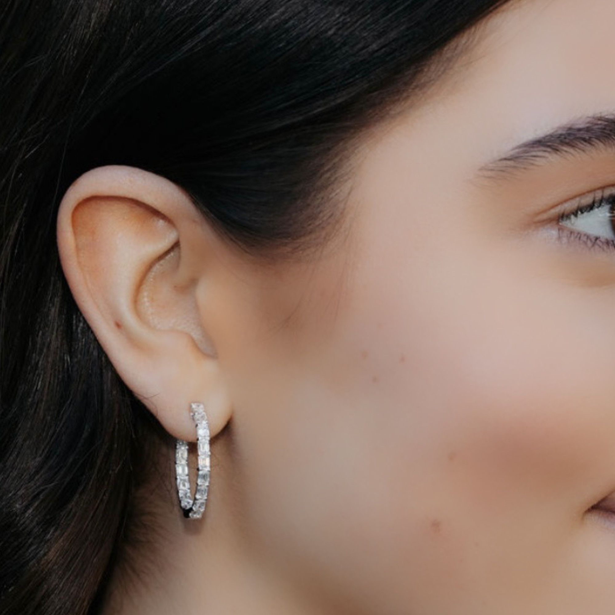 eternity diamond hoop earrings