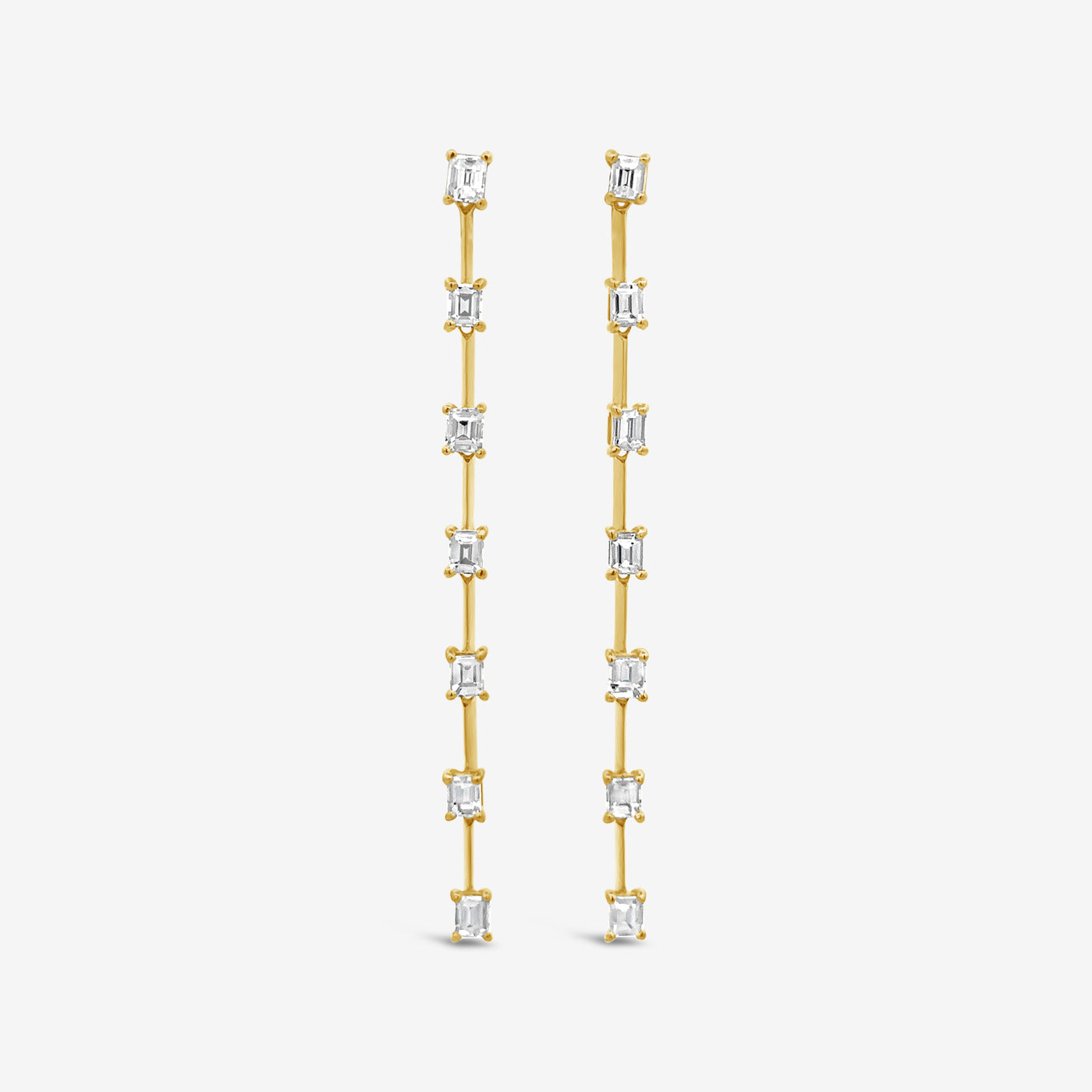 emerald cut diamond drop earrings