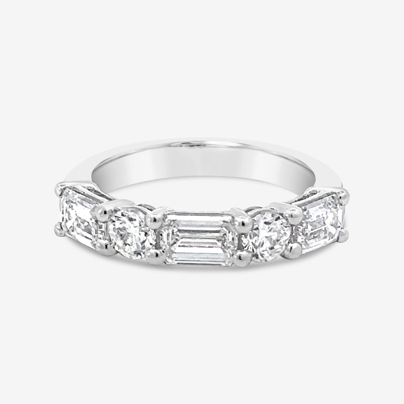 emerald cut and round diamond ring