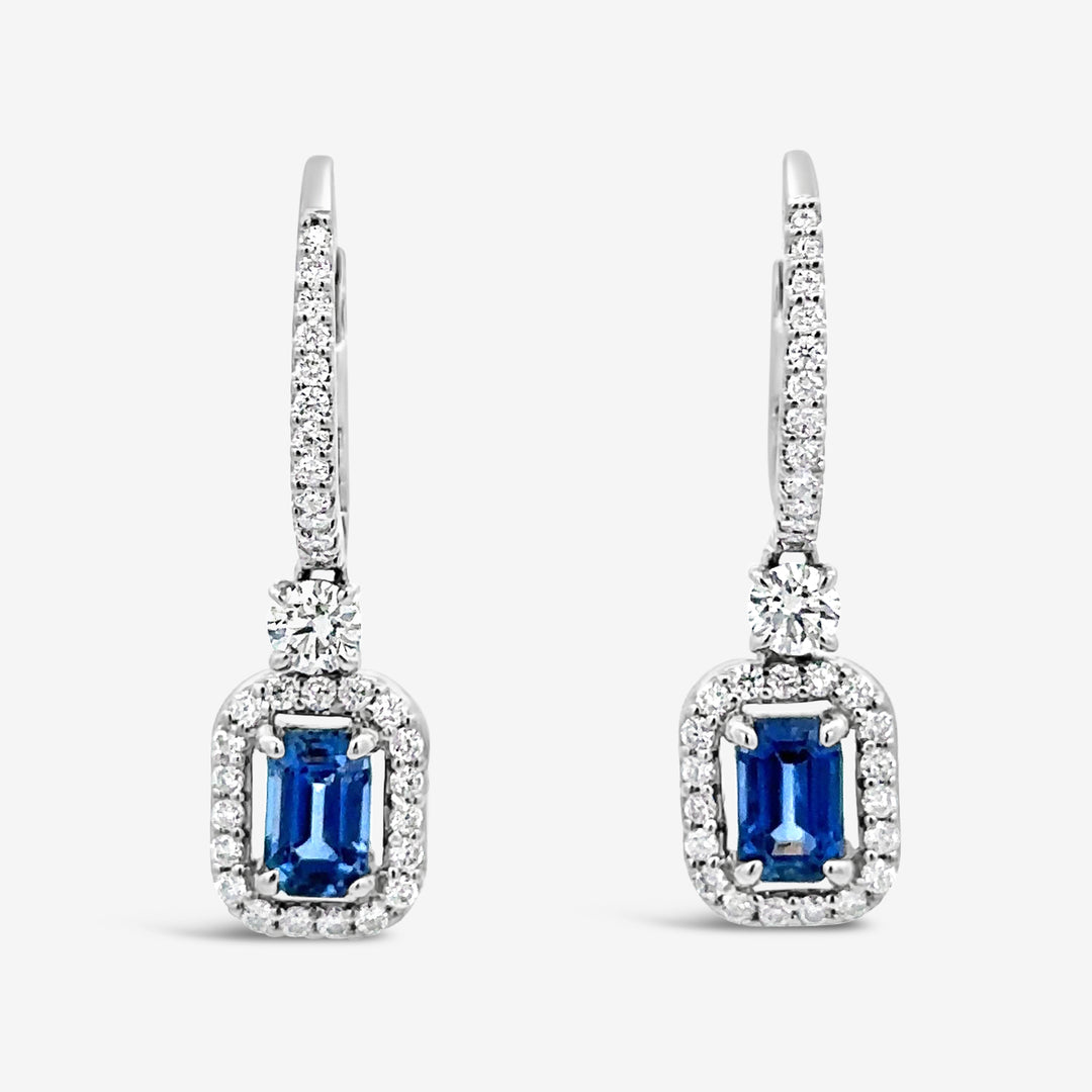 Emerald Cut Sapphire Diamond Dangle Earring – Mavilo
