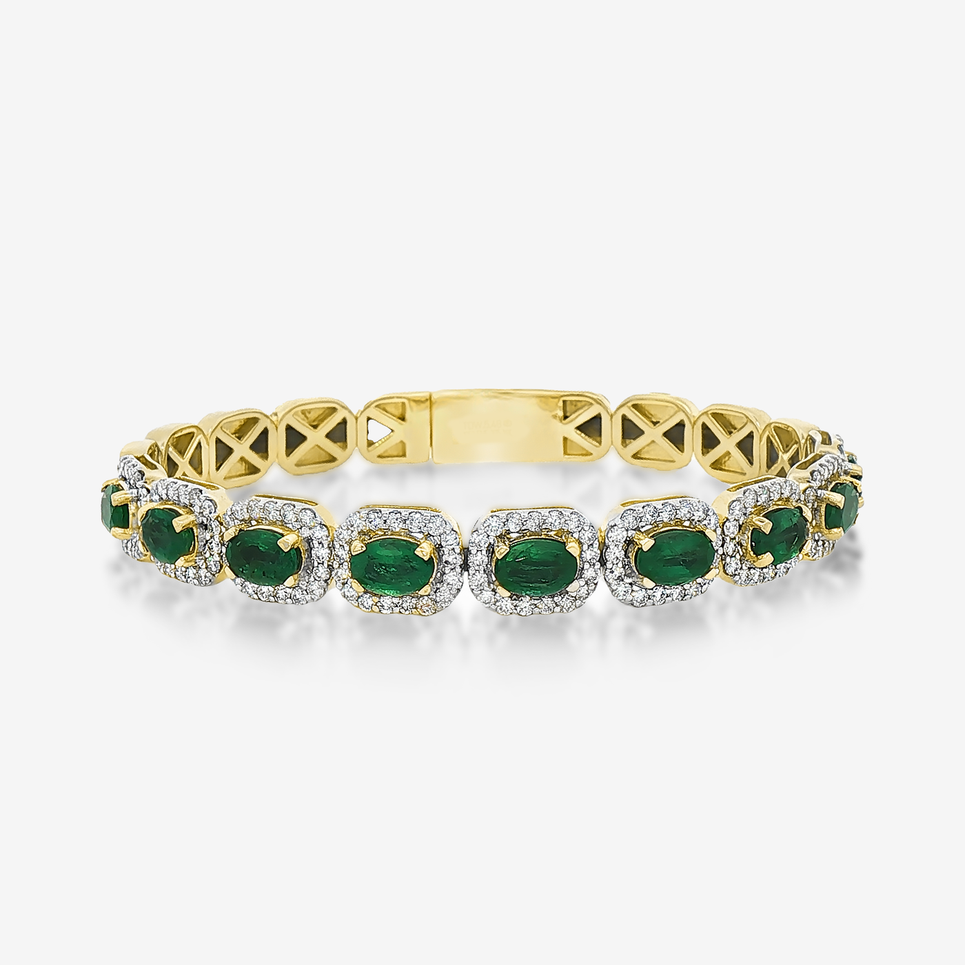 Emerald & Diamond Halo Flex Bangle Bracelet